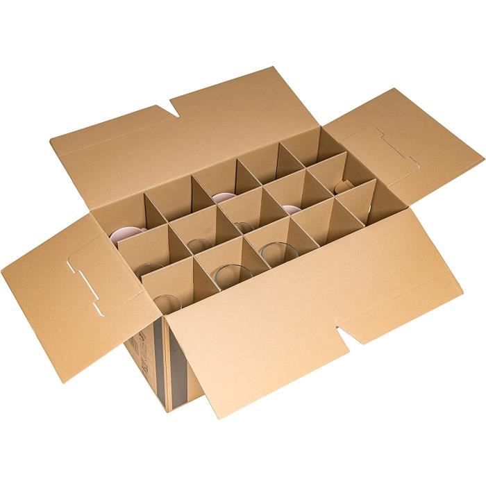 Lot de 10 boîtes en verre Carton de déménagement pour verres, tasses et  bouteilles 15 30 compartiments [309] - Cdiscount Bricolage