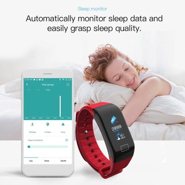 Montre connectee F1 Plus Bracelet intelligent pression arterielle etanche couleur ecran sport Bracelet intelligent Type red Cdiscount Telephonie