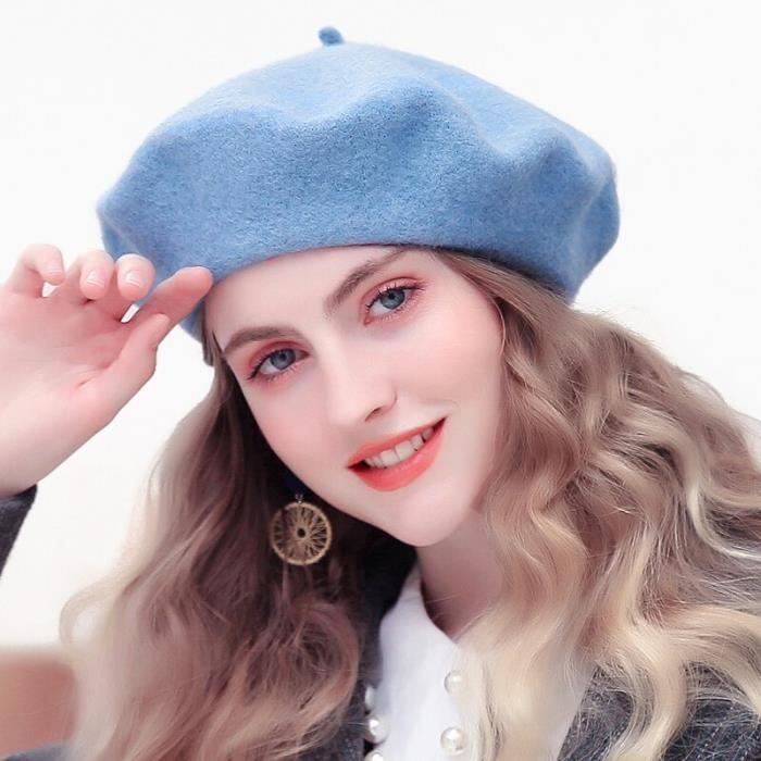 Chapeau bérets vintage femme laine béret chapeau couleur unie casquette d'hiver  femmes accessoires