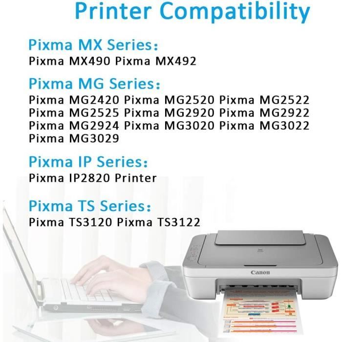 2 Cartouches d'encre Compatible pour Canon PG-545 CL-546 XL Compatible pour  PIXMA MX495 TS3150 TS3151 MG3050 MG2450 MG2550S MG2555S - Cdiscount  Informatique