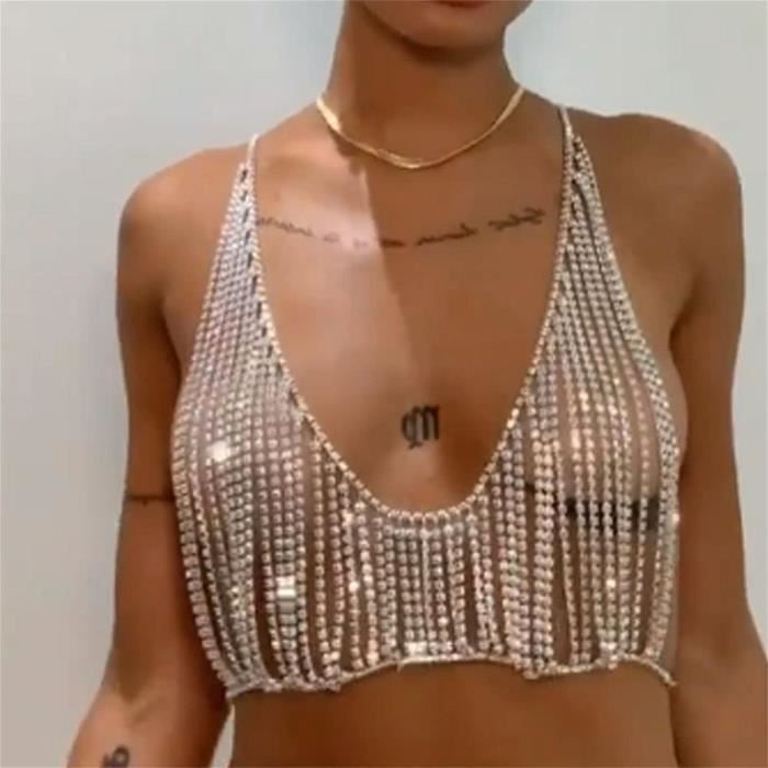 Chaîne De Corps Strass Cristal - Lingerie Sexy Pour Femme - Support-gorge Bikini - Accessoire Séduction