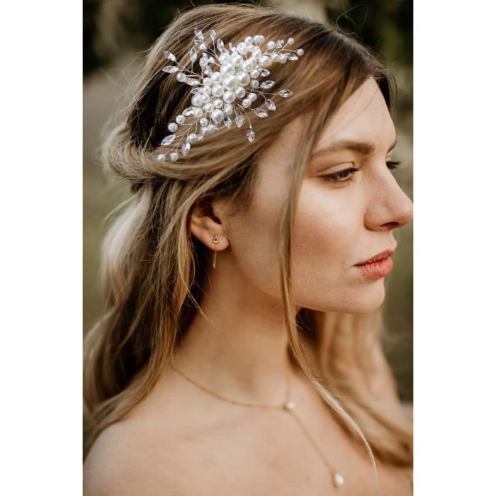 Bandeau Cheveux Mariage Simsly - Vigne Cristal Perles - Accessoire Mariée élégant - Pour Occasions Spéciales Accessoires Cheveux