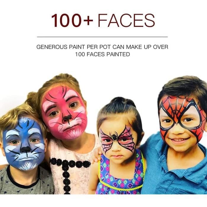 Chennyfun Palette de Maquillage Enfants Kit de Peinture pour Le Visage-17  Grandes peintures, Peinture pour Le Visage et Le Co