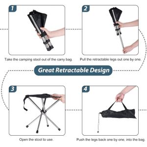 Tabouret De Voyage Trépied Portable Pliable - Siège Camping Léger En Toile Oxford Pour Randonnée Et Extérieur