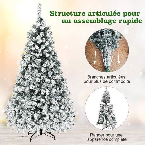 Lampadaire De Noël LED 187 Cm COSTWAY - Décoration Intérieur/extérieur, Branches Enneigées, Base Lestée, 50 Lumières