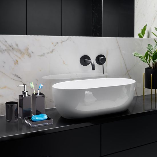 Relaxdays - Set De 7 Accessoires Salle De Bain En Plastique Blanc Et Bambou (poubelle, Brosse WC, Distributeur, Etc.) - 2