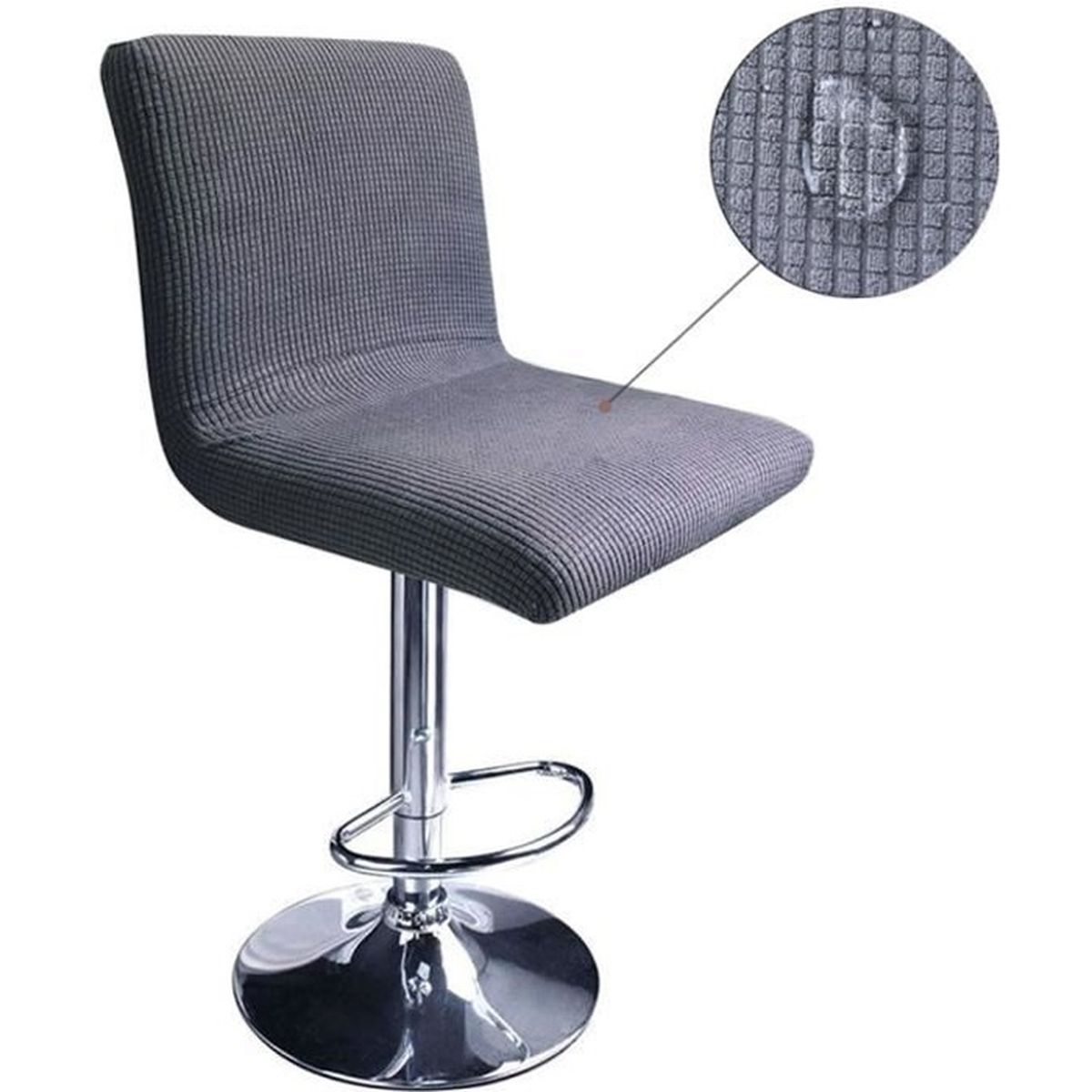 Lot de 2 Housses de Tabouret de Bar avec Dossier Extensible Imperméable