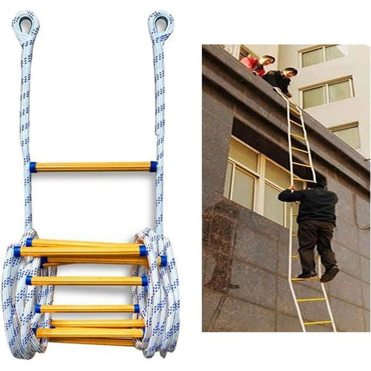 Échelle De Corde à Bascule Pour Enfants - En Bois Et Coton, Jeu D'escalade Intérieur/extérieur - 220cm