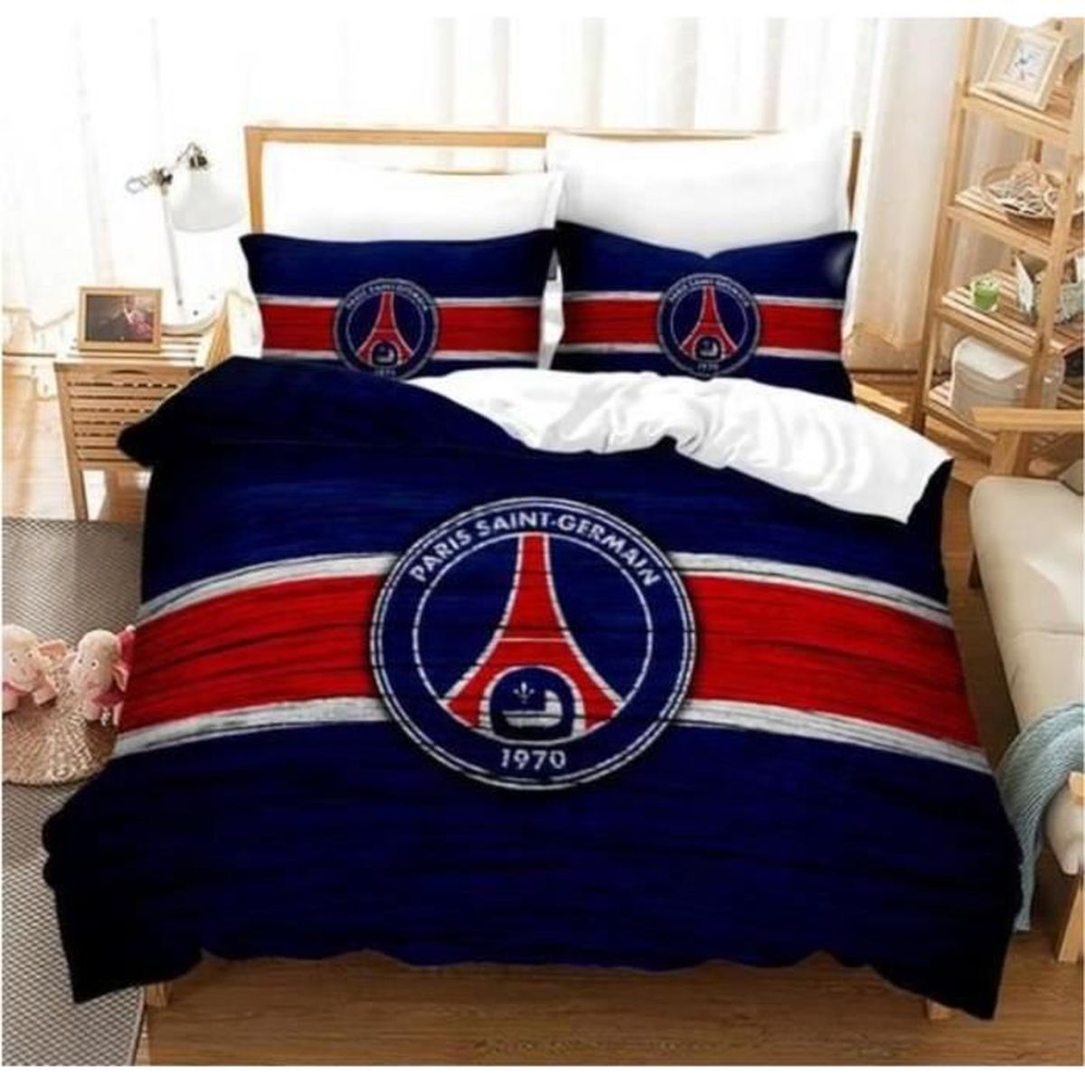 Parure De Lit Football Paris Saint Germain Psg 220 240 Cm 3d Effet 3 Pieces 1 Housse De Couette Et 2 Taies D Oreillers 50 75cm Cdiscount Maison