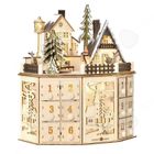 KAVERO Calendrier de l'Avent PASSIONOVA 24 Jours en Bois Village de Noël Lumineux avec Effets Musicaux Décorations Fête Compte à Rebours