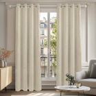 Deconovo Lot de 2 Rideaux Occultants Isolant Thermique 140x240cm Motif Point Argenté rideaux pour Chambre Salon Beige Foncé