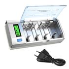 Chargeur de Piles Rapide-DUPHOY- Chargeur Universel pour AA-LR6, AAA-LR3, C-R14, D-R20, 9V Ni-MH-Ni Batterie 4 Compartiments