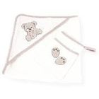 TROIS KILOS SEPT Cape de bain avec gant Miam le Gateau - Les Kinousses - Gris - 70x70cm - 3 mois