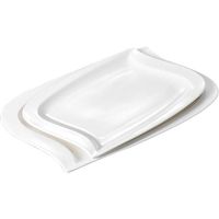 Malacasa ELVIRA Set de 2 Assiette de Présentation Plate Rectangulaire Porcelaine Plat de Service Table Vaisselles