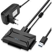 Adaptateur USB 3.0 vers IDE SATA,Cable USB 1m pour 2.5" 3.5" IDE SATA HDD SSD,avec Adaptateur Alimentation Externe Prise