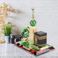 HURRISE Fournitures musulmanes Crystal Collectible Figurines for Interior Decoration Muslim Kaaba Clock Tower deco statuette