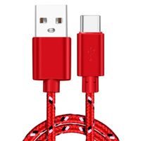 Chargeur pour Samsung Galaxy A21s / A22 / A22 5G / A23 / A23 5G Cable USB-C Tressé Cordon Nylon Renforcé Type-C Rouge 1m
