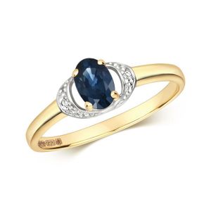 Bague Dame En Or Jaune Avec Saphir Et Zircons - Taille 55/56 - Occasion Parfait état