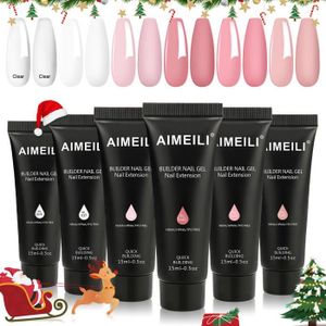 VERNIS A ONGLES AIMEILI Builder Gel Kit Gel Construction Ongle UV 6 Couleurs Extension Ongle Gel Semi Permanent avec Slip Solution Faux Ongles
