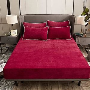 Snoozing drap-housse flanelle - Rouge 