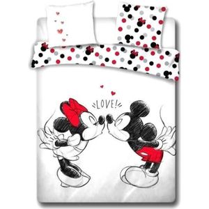 HOUSSE DE COUETTE SEULE Housse de couette Mickey et Minnie I Love You, 200x200cm, 100% Coton