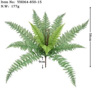 FLEUR ARTIFICIELLE YH064-850-15 - Plantes vertes artificielles en plastique, Feuille de palmier, Fausses fougères, Herbe tropica