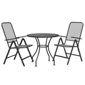 Ensemble table et chaise de jardin YAPP  Mobilier à dîner de jardin 3 pcs Maille Métal Anthracite A3084713 PG
