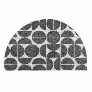 Tapis D'entrée Demi-lune feuilles 45x75cm Gris - Paillasson