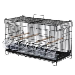 VOLIÈRE - CAGE OISEAU Cage à oiseaux mangeoires per 59x29x35cm Noir