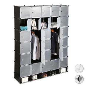 ARMOIRE DE CHAMBRE Relaxdays Penderie armoire cubes étagère rangement 25 casiers plastique modulable DIY bibliothèque Hxl 234x180 cm - 4052025942373