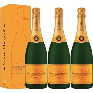 CHAMPAGNE Lot 3 Champagnes Veuve Clicquot Brut Carte Jaune 75cl avec étuis