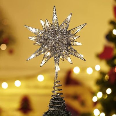 Étoile De Sapin De Noël Lumineuse - Topper Scintillant Or Avec Guirlande LED - 5 Pointes - Alimentation USB - Télécommande - Pour Arbre Intérieur/extérieur