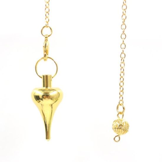 Pendule Spirale Cône Avec Chaîne Pour Radiesthésie Et Méditation | Pendentif Divinatoire Métaphysique – Couleur Argent