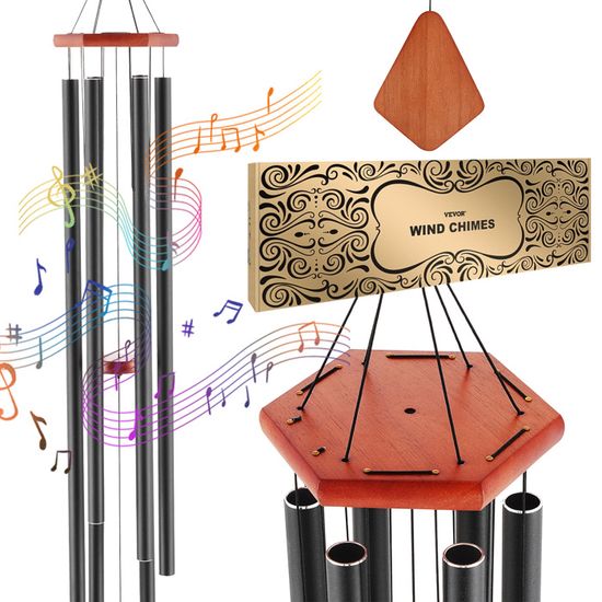 Grand Carillon à Vent Métal 61 Cm - Accord Pentatonique, Son Profond | Décoration Extérieure Jardin, Terrasse, Cadeau Apaisant
