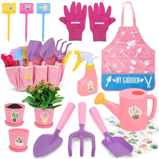 Kit Jardinage Enfant Funsland 3-6 Ans - 8 Outils (pelle, Fourche, Arrosoir, Gants, Tablier) – Cadeau éducatif Nature