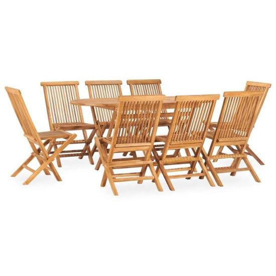 81671Haut de gamme® Ensemble de 1 Table avec 8 chaises pliable - Mobilier de salle à manger de jardin - Bois solide de teck