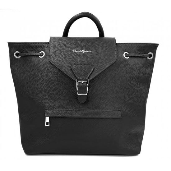 Sac à Main En Cuir Noir Quenchy London - Bandoulière Réglable - 5 Compartiments - Dimensions 28x19x15 Cm - Modèle QL747K