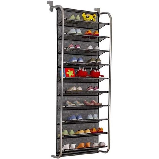 Organisateur Chaussures Suspendu JSY 10 Niveaux | Range Chaussures Placard Gris - Gain De Place Assuré