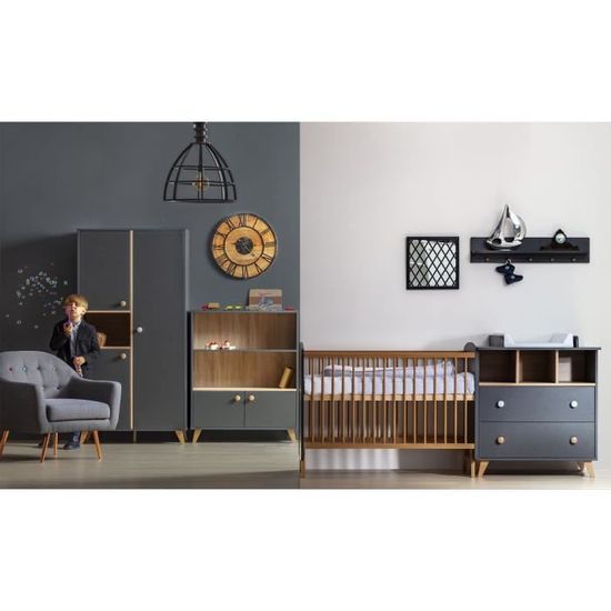 TANUKI Chambre bébé Trio Dream Lit + Commode à langer + Armoire