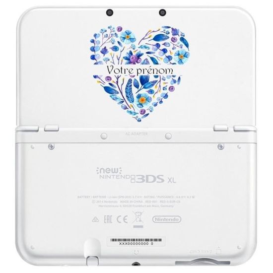 Coque NEW 3DS XL coeur et fleur bleu avec votre prénom Cdiscount Informatique