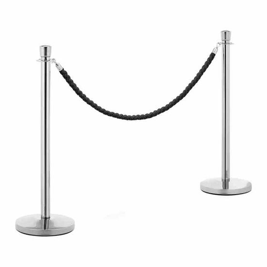 Kit 2 Poteaux De Guidage Argent + Corde Noire 1,5m – Hauteur 90 Cm, Base Antidérapante – Pour Files D'attente, Délimitation D'espace - 5