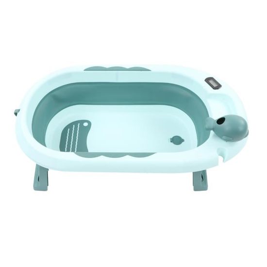 Baignoire Bébé Pliable Avec Thermomètre Numérique - Support Ergonomique, Drainage Rapide (Vert) - 5