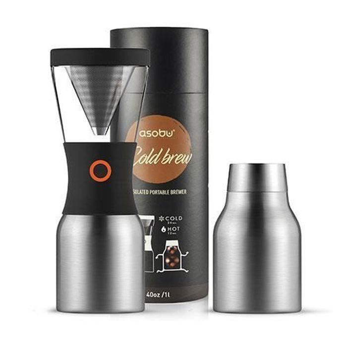 Asobu Cold Brew, Autonome, Machine à café filtre manuelle, 1 L, Café moulu, Noir, Argent