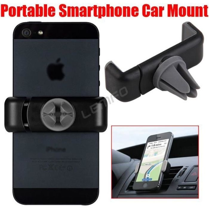Support voiture universel grille d'aeration noir - Samsung Galaxy , iPhone ,Wiko , Huawei ....