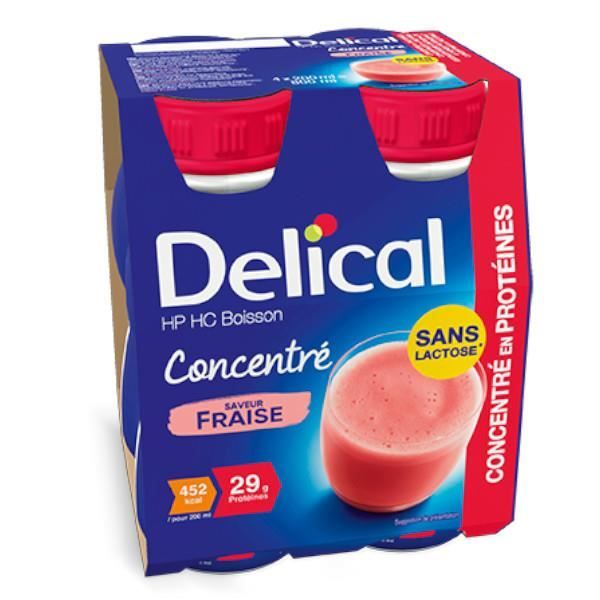 Delical Boisson HP HC Concentré en Protéines sans Lactose Fraise Lot de 4 x 200ml