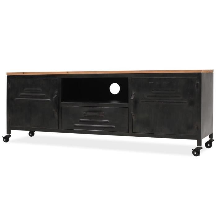 Meuble TV industriel élégant 120 x 30 x 43 cm Noir