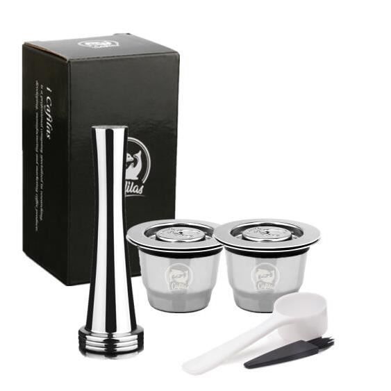 Capsule pour nespresso reutilisable inox 2 en 1 usage - capsule rechargeable un espresso rutilisable-2capusles 1tamper