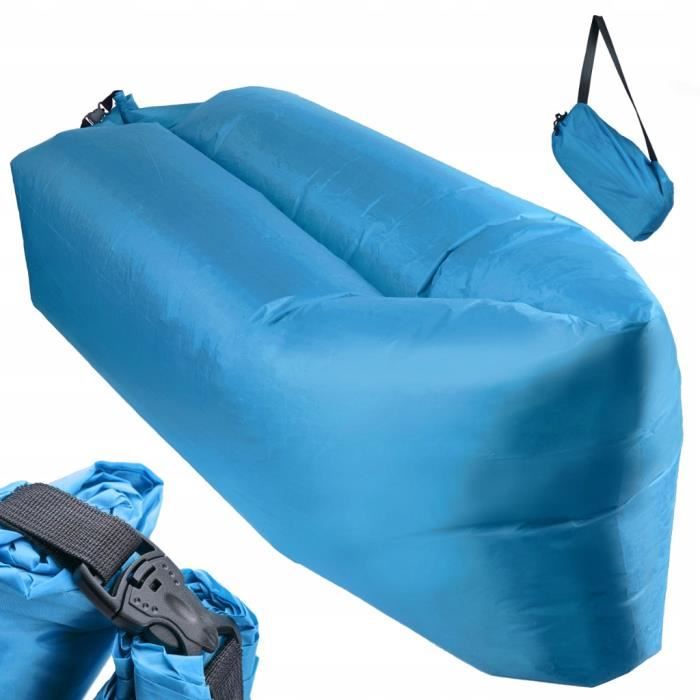 IKONKA Lit gonflable Lazy BAG SOFA bleu 200x70cm