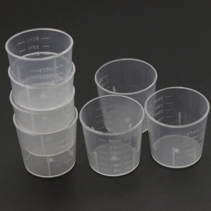 30ml 10 Pcs Verre de mesure ustensiles de pesage en plastique blanc transparent His32989