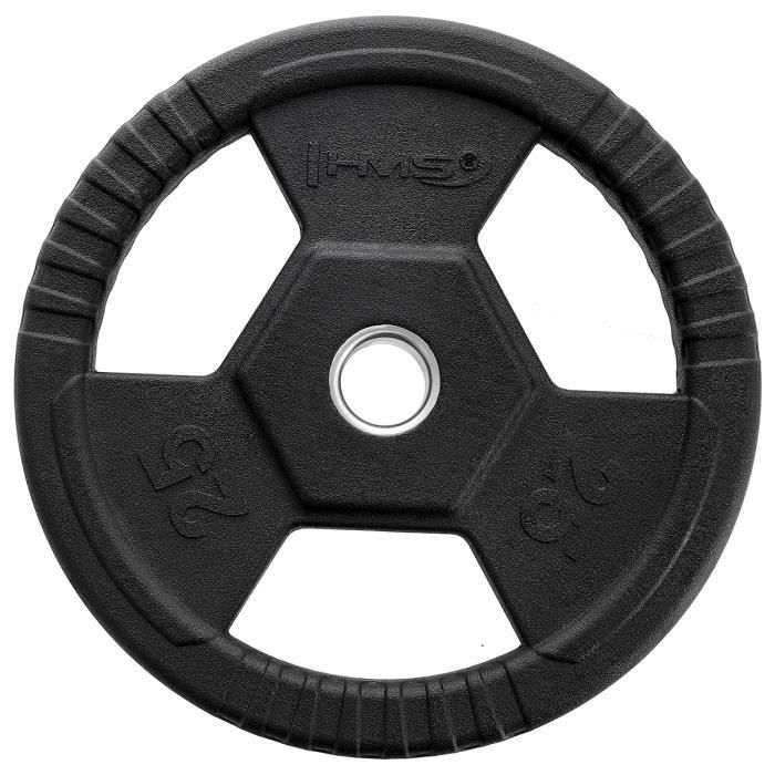 HMSPORT - Disque de poids Olympique noir en caoutchouc 25 kg - Entrainement de force - Équipement sportif - Musculation Sport - Noir